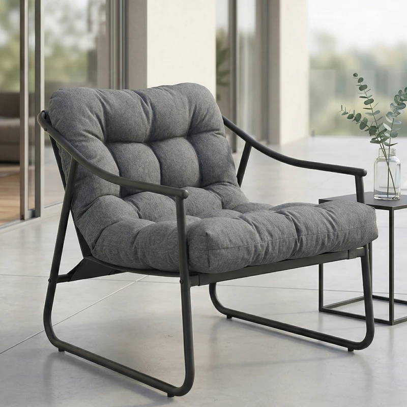 Outsunny Fotel ogrodowy z poduszką, nowoczesna sofa na balkon, maks. obciążenie 120 kg, ciemnoszary