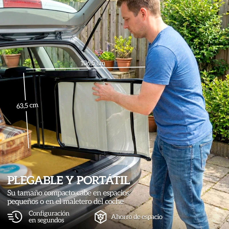 Outsunny Pack de 2 Sillas Plegables Reclinables de Jardín Exterior con Respaldo Alto Ajustable en 5 Posiciones Reposapiés Gris