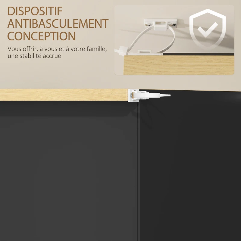 HOMCOM Armoire à Chaussures 3 Portes abattantes 2 Compartiments Panneaux Particules noir chêne