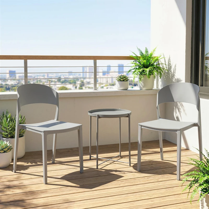 Outsunny Set 4 Scaune Grădină Outsunny, Stivuibile, Structură pp Potrivite pentru Toate Sezoanele