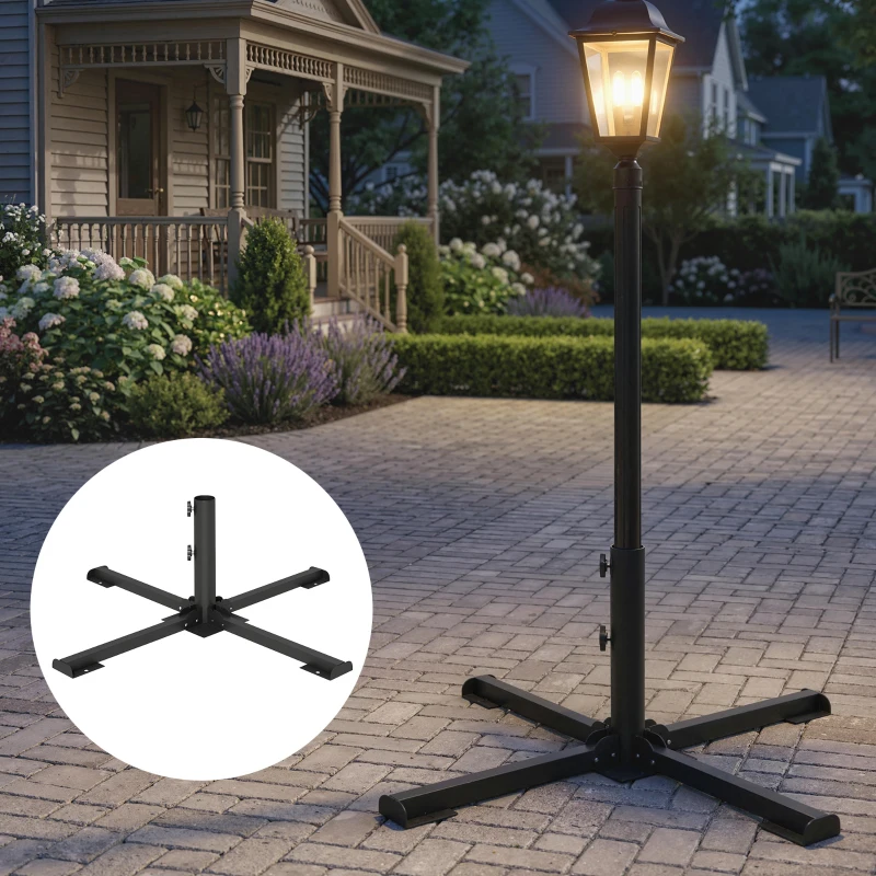 Outsunny Sonnenschirmständer Klappbarer Schirmständer Rohrdurchmesser 38 und 48 mm Kreuzständer für Sonnenschirme, Dunkelgrau