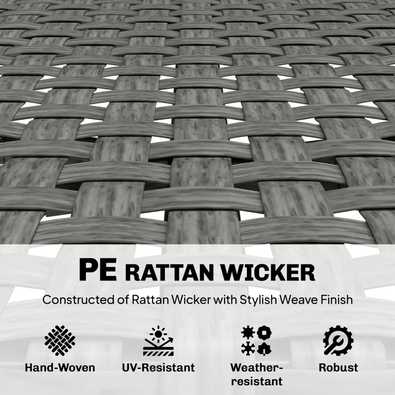 Outsunny Banco de jardín 2 plazas de resina trenzada y acero, con reposabrazos, respaldos y patas regulables, 110x58x78cm, gris