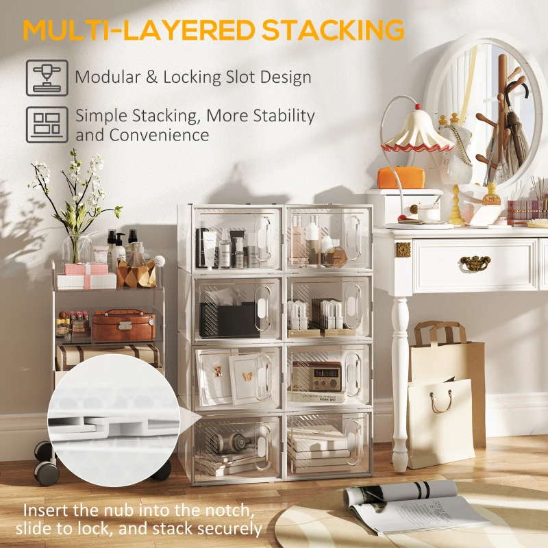 Zestaw 8 pudełek na buty, organizer z magnetycznymi drzwiami