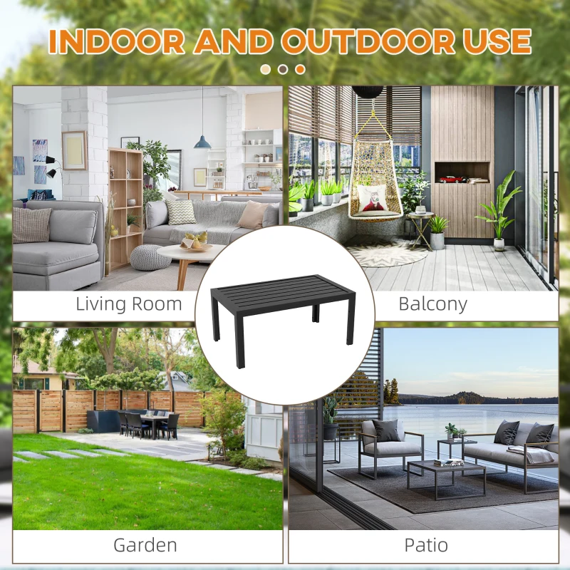 Outsunny Stół balkonowy prostokątny, stalowy, odporny na warunki atmosferyczne