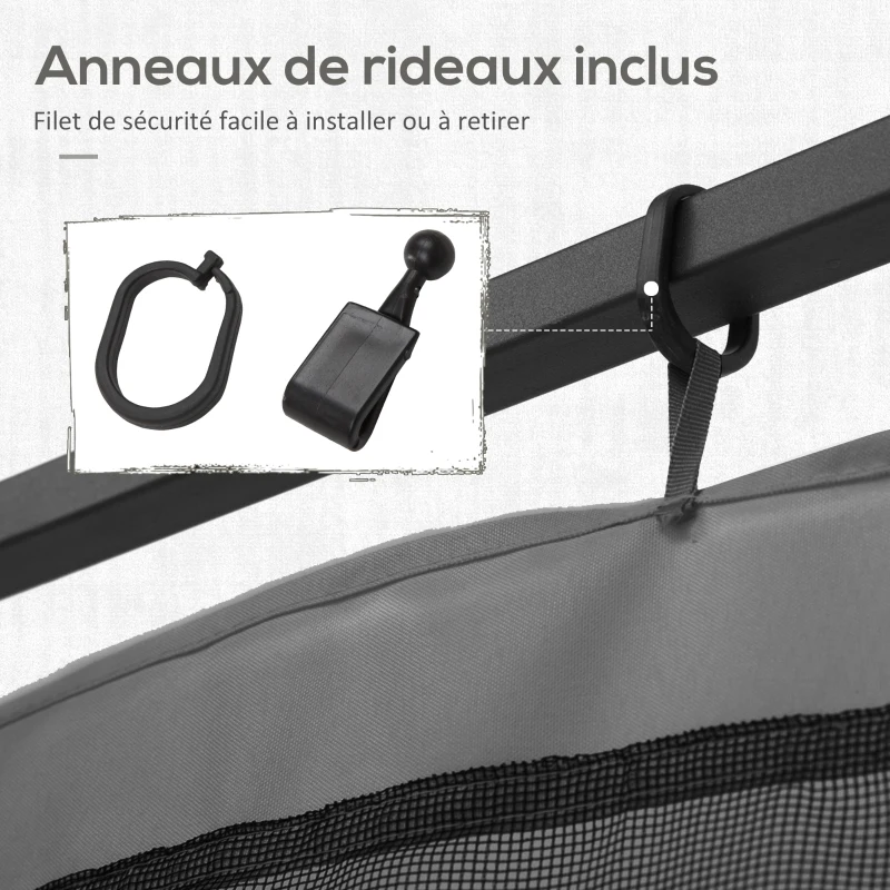 Outsunny Moustiquaires pour tonnelle barnum pavillon de jardin 3 x 4 m - lot de 4 moustiquaires zippées + crochets d'attaches