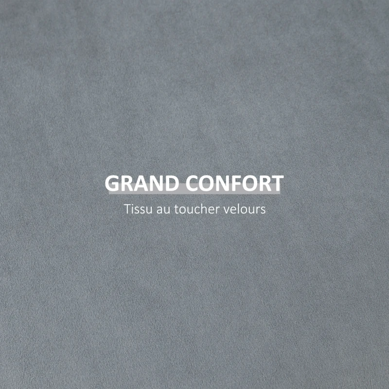 HOMCOM Pouf coffre rangement, pouf repose-pieds en tissu velours givré, couvercle réversible, Ø 44 x 47,5 cm, gris