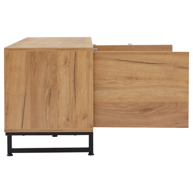 Mobile TV moderno portaoggetti con ripiani aperti, in truciolato, 173x38x48 cm, Color legno
