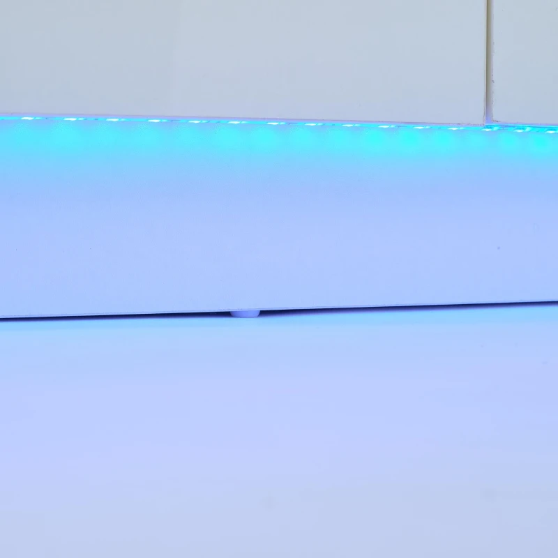 Credenza da sala da pranzo minimal con luce LED, in truciolato, 120x40x75 cm, Bianco