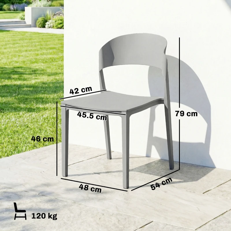 Outsunny Set 4 Scaune Grădină Outsunny, Stivuibile, Structură pp Potrivite pentru Toate Sezoanele
