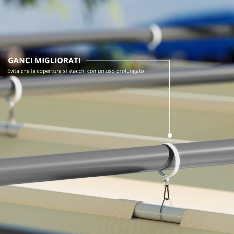 Outsunny Pergola da giardino 3 x 3 m con tetto retrattile, padiglione, baldacchino per ombra, UPF30+, Beige