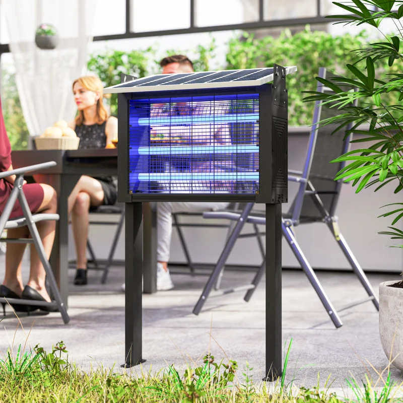 Outsunny Lampe anti-moustique 25W, piège à moustiques efficace portée 150-200 m², tue-mouches électrique LED 51,5x35x 93,5cm noir