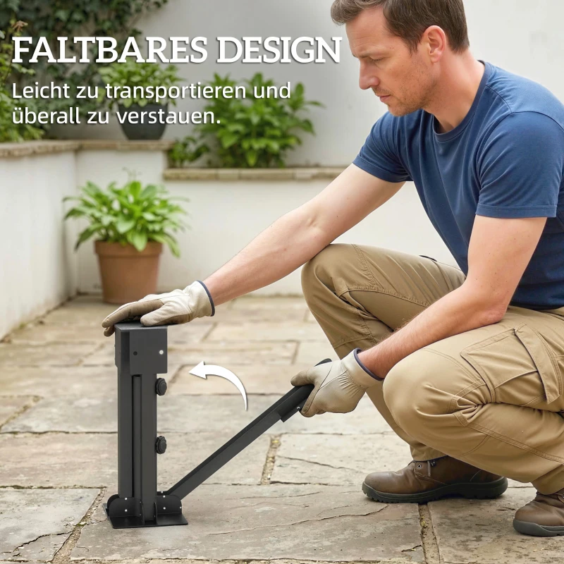 Outsunny Sonnenschirmständer Klappbarer Schirmständer Rohrdurchmesser 38 und 48 mm Kreuzständer für Sonnenschirme, Dunkelgrau