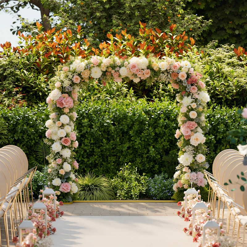 Outsunny Arco de Jardín para Rosas de Metal Arco de Boda Resistente a la Intemperie para Decoración Patio 200x40x200 cm Dorado