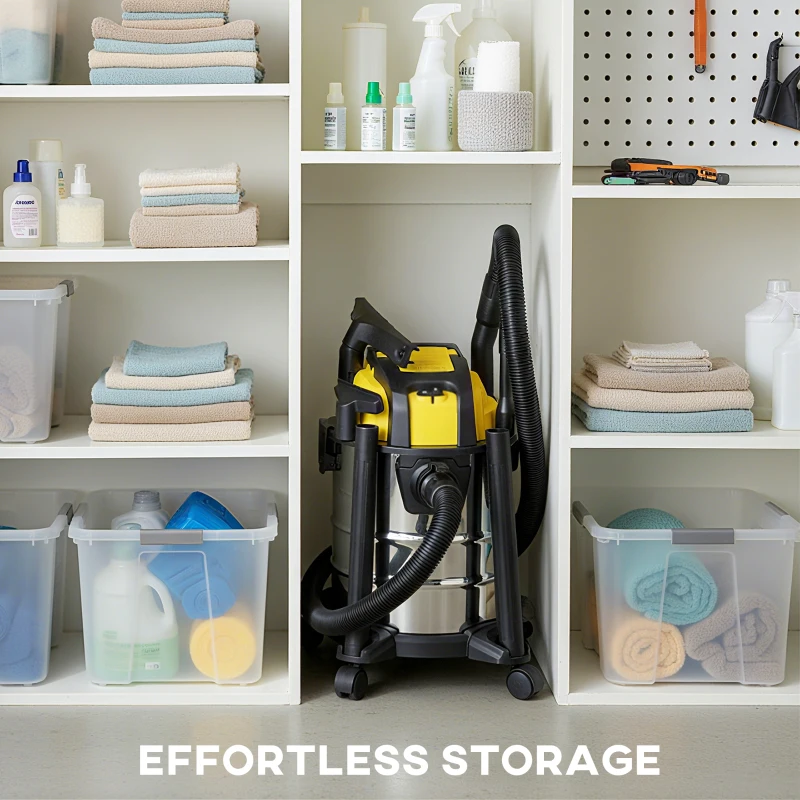 HOMCOM Odkurzacz mokro-suchy, na kółkach, potrójny system filtracji, pojemnik na kurz 20L