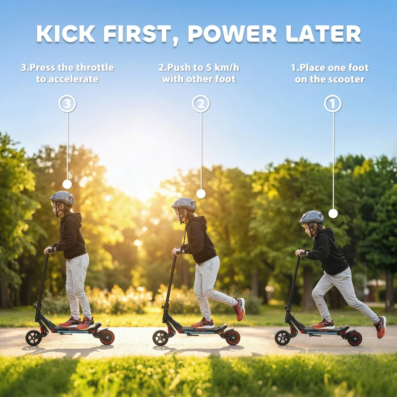 SPORTNOW Electric Scooter for Kids, Foldable E Scooter for Age Age 6+ with LED Display, RGB lights, Up to 16km/h, Black