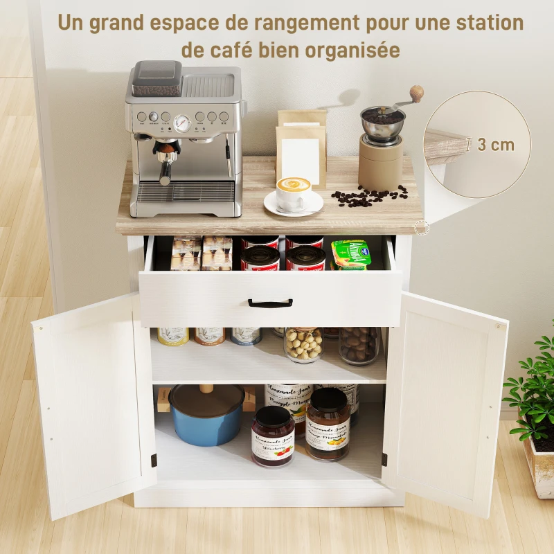 HOMCOM Buffet salon style moderne avec placard à 2 portes, tiroir et étagère réglable, 75,2 x 40 x 91,5 cm, blanc