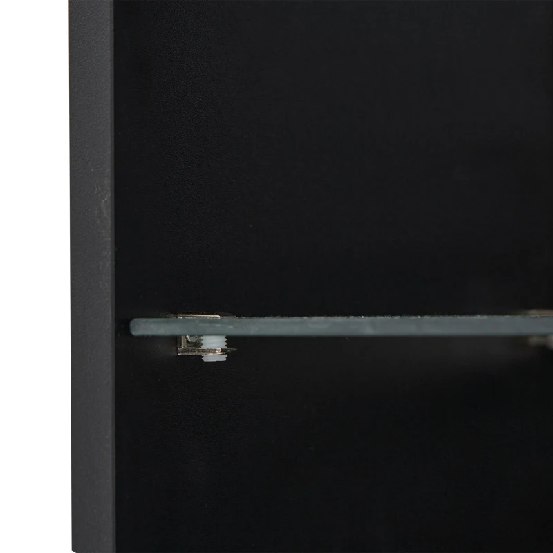 Vetrina per collezione con illuminazione LED e ripiano in vetro, 45x35x160 cm, Nero