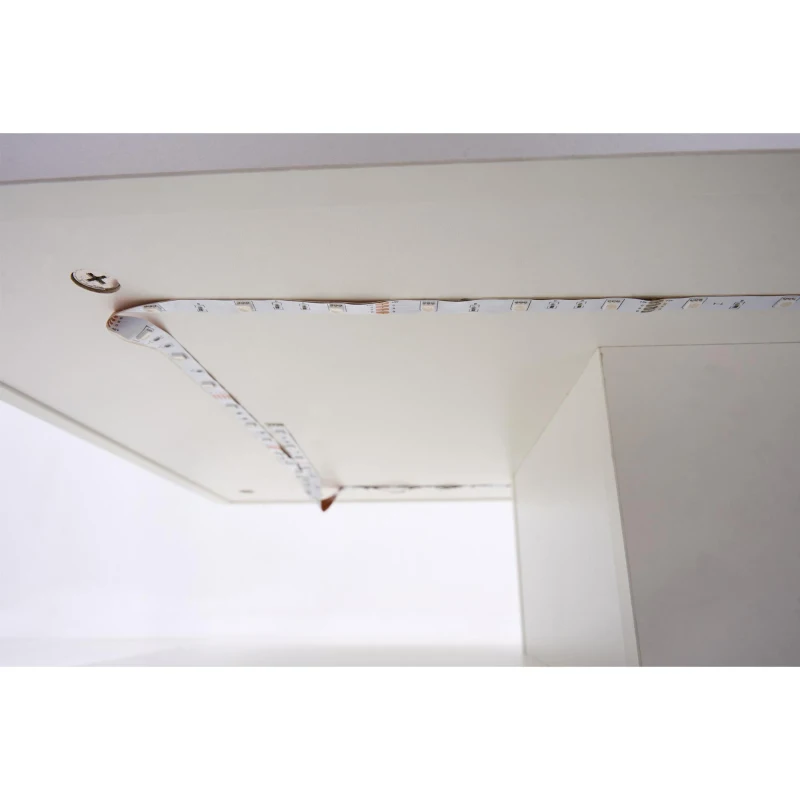 Tavolino da salotto moderno con illuminazione LED e spazio a scomparsa, 100x50x42 cm, Bianco