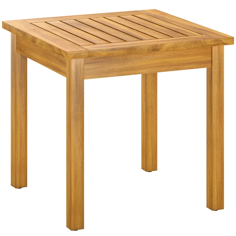 Outsunny Coffee Table Fully Assembled Patio Side Table Slatted Top Solid Acacia Wood for Indoor Outdoor Natural Wood