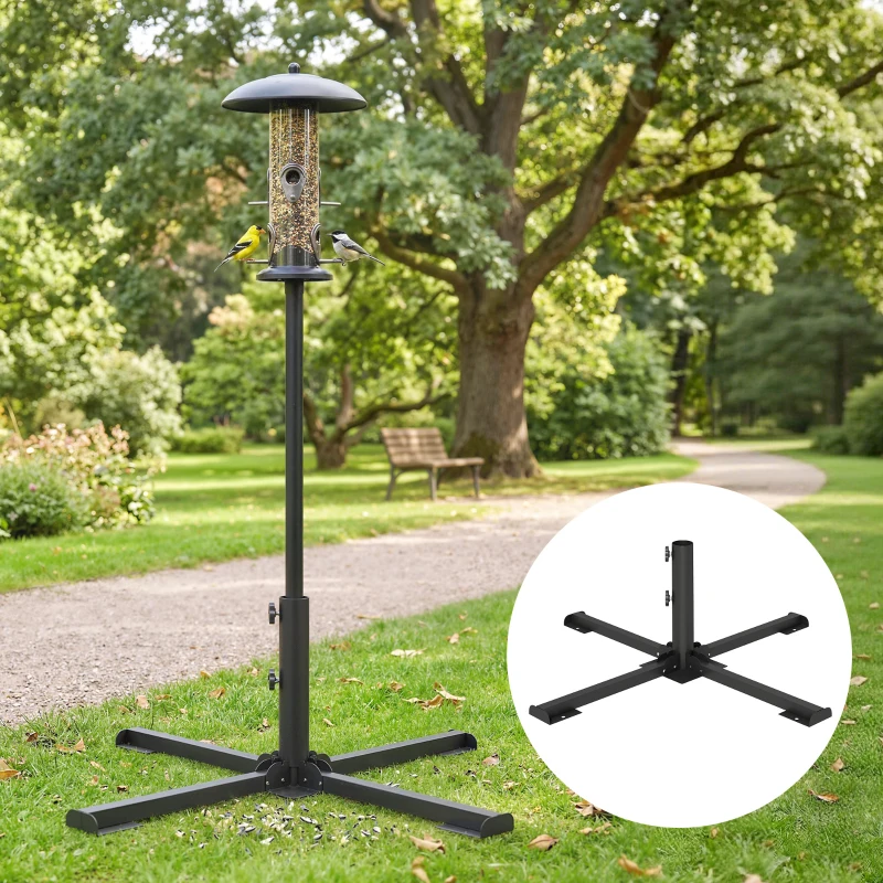 Outsunny Base pieghevole a croce per ombrelloni 38-48 mm, supporto patio, grigio scuro