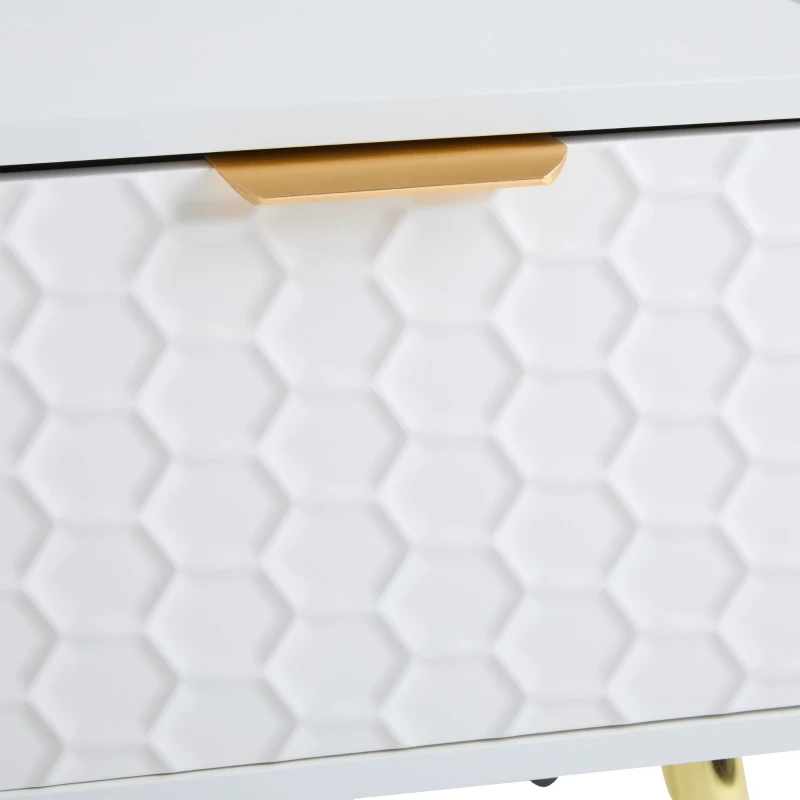 Mobile TV moderno con motivo a nido d'ape e ripiani portaoggetti, 180x40x41 cm, Bianco