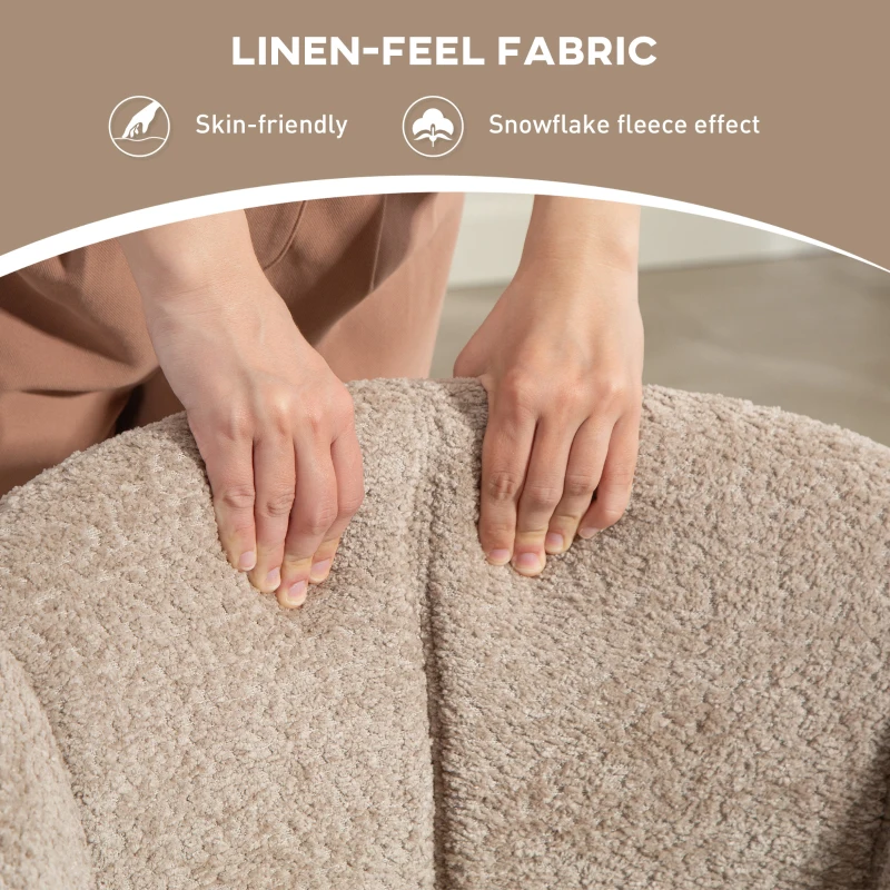 HOMCOM Fotel, wygodne krzesło z muszlą siedziskową, obrotowe, przytulny pokrowiec, do 120 kg, Jasnobrązowy