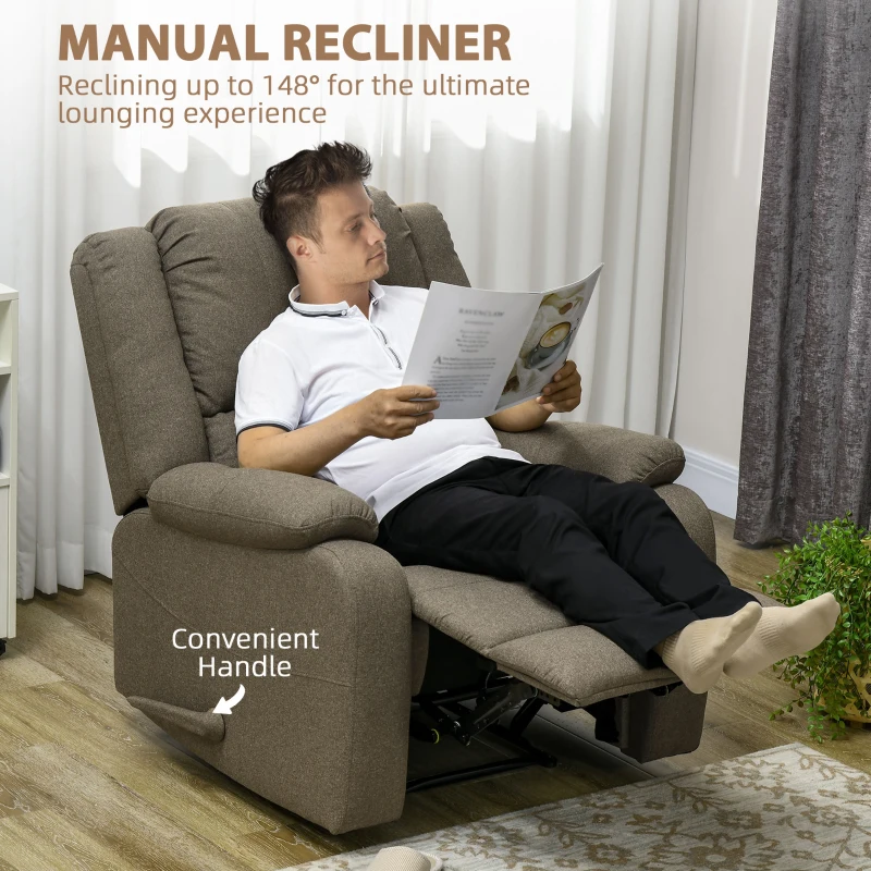 HOMCOM Fotel relaksacyjny manualny, funkcja leżenia, brązowy