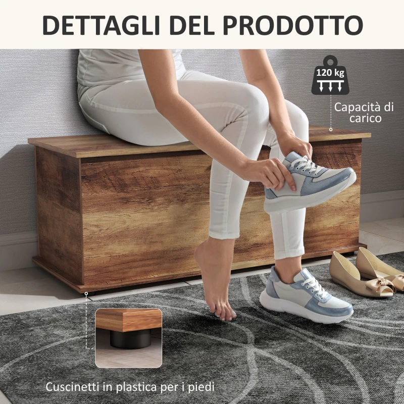 HOMCOM Panca Contenitore Multiuso Legno per Camera Ingresso Bianco 100x40x40cm