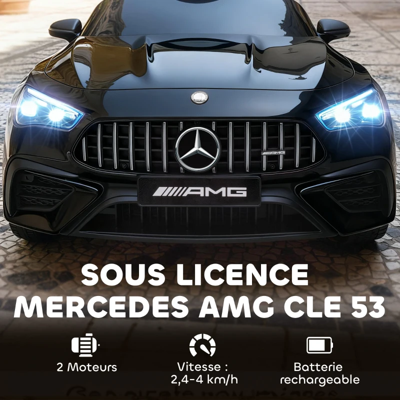 AIYAPLAY Voiture électrique enfants Mercedes AMG CLE 53 12V 2 moteurs télécommande parentale 2,4G 99 x 55 x 43 cm noir