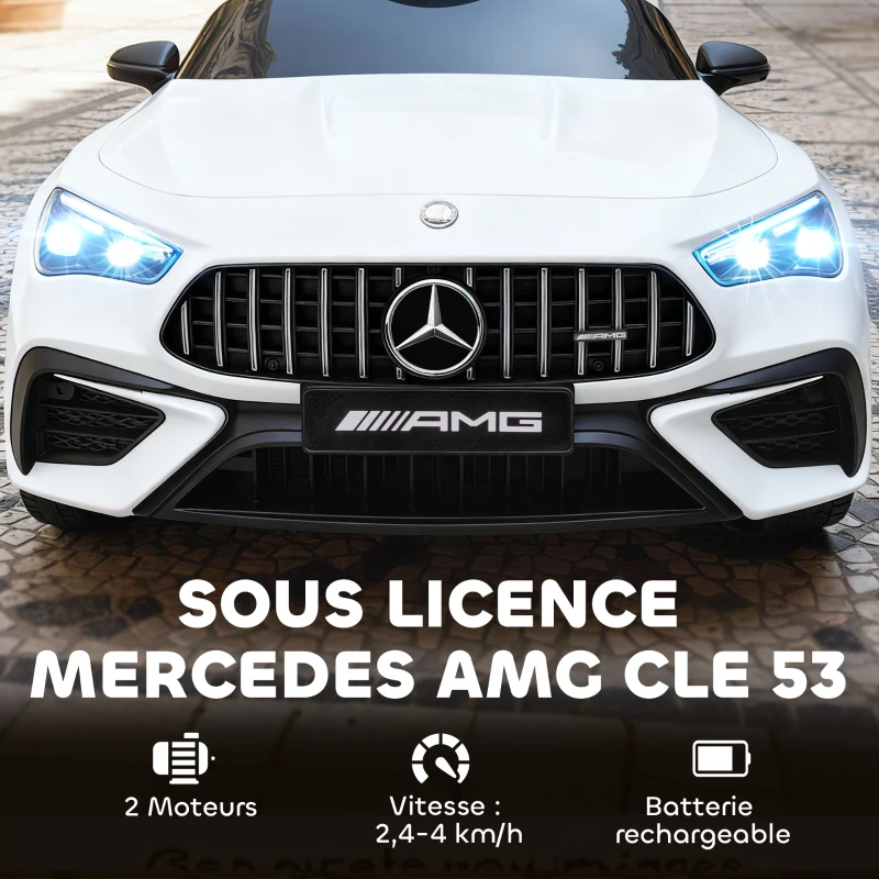 AIYAPLAY Voiture électrique enfants Mercedes AMG CLE 53 12V 2 moteurs télécommande parentale 2,4G 99 x 55 x 43 cm blanc