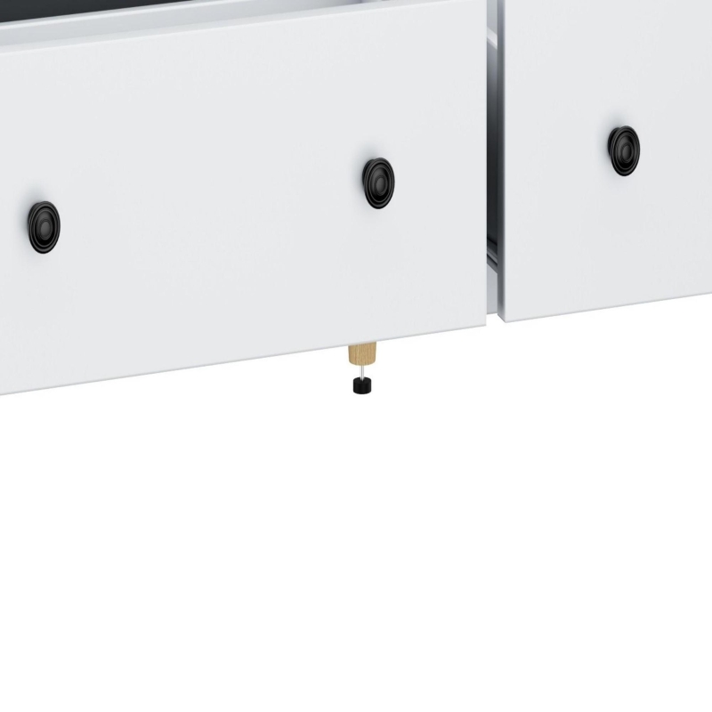 Madia credenza minimal portaoggetti con 7 cassetti, 152x40x88.5 cm, Bianco