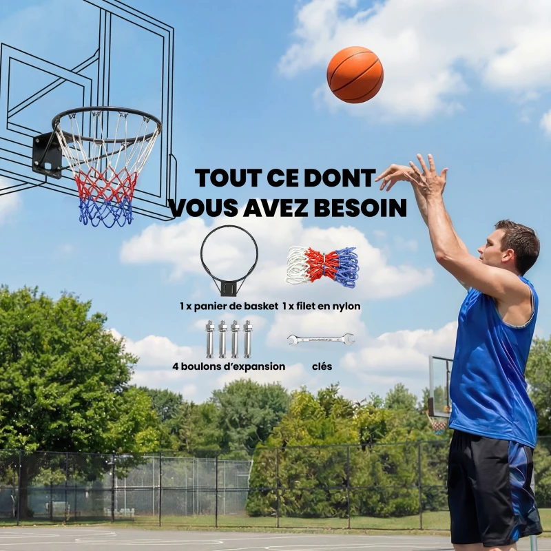 SPORTNOW Panier de Basket, Anneau Suspendu de Basket Intérieur et Extérieur, pour Mur avec Filet Résistant aux Intempéries