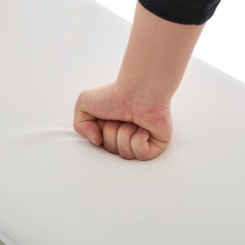 Mobile scarpiera lucido con panca imbottita, ripiani regolabili e dettagli dorati, 120x35x71.5 cm, Bianco