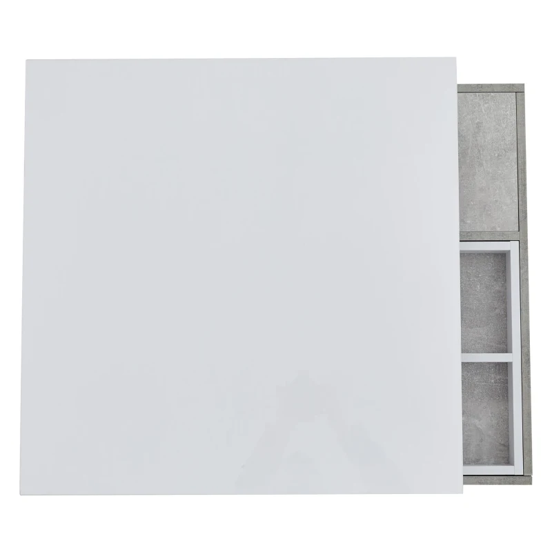 Tavolino da caffè lucido e girevole a 2 livelli con ripiano portaoggetti, 70x70x36 cm, Bianco