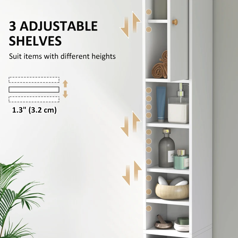 HOMCOM 178 cm Narrow Tall Bathroom Cabinet - White