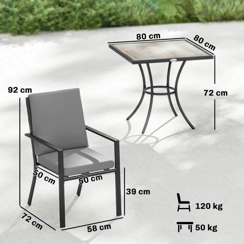 Outsunny 5 Pieces Outdoor Dining Set with Cushions, Garden Dining Set for 4 with Square Table and Stackable Chairs