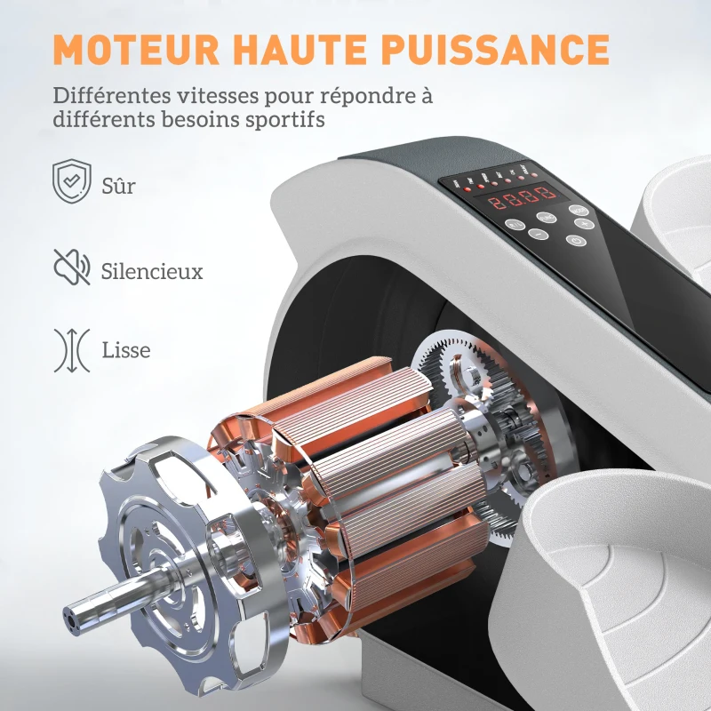 SPORTNOW Elliptique de bureau, vélo elliptique électrique écran LCD, télécommande et 10 vitesses réglables, 45 x 42 x 27 cm blanc