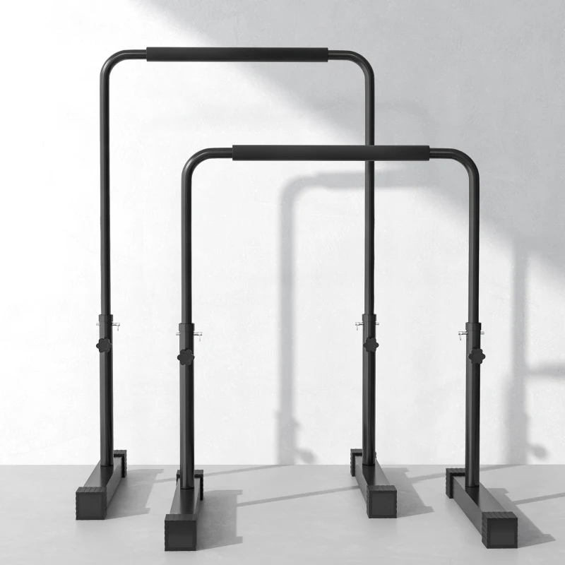 SPORTNOW Dips barre parallèle Station de Musculation Réglable en Acier, hauteur réglables avec 4 niveaux pour Dips, Push Up, Parallettes Fitness, noir