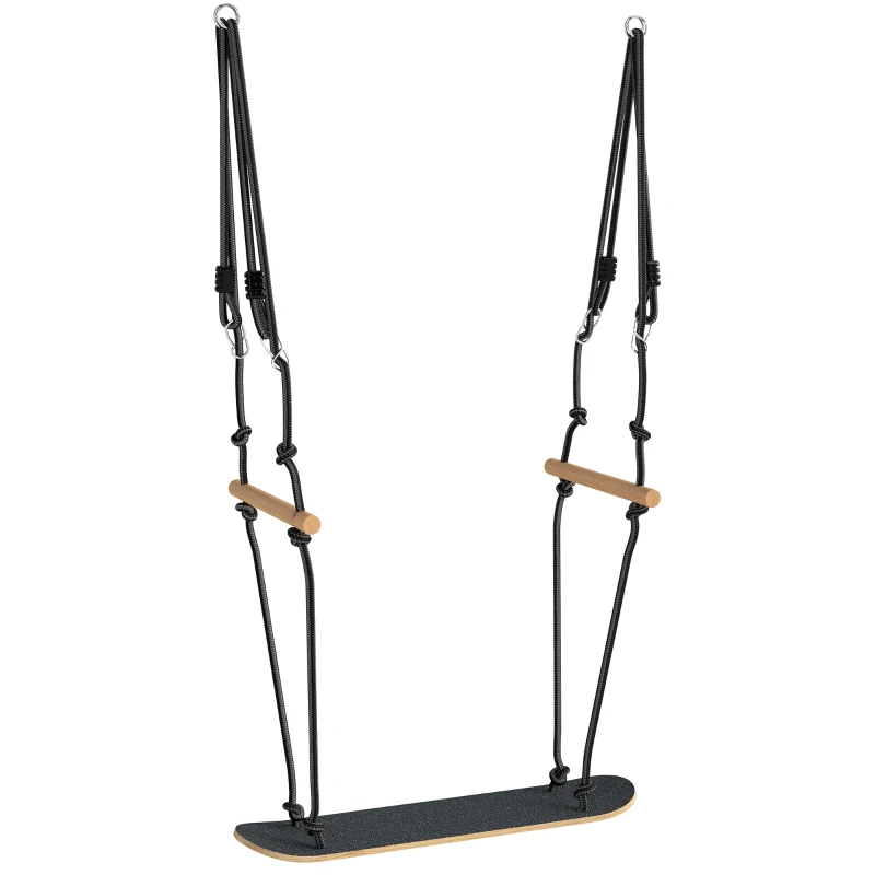 AIYAPLAY Columpio Skate Columpio infantil con altura ajustable, tabla antideslizante, cuerda resistente a la intemperie, asas Negro