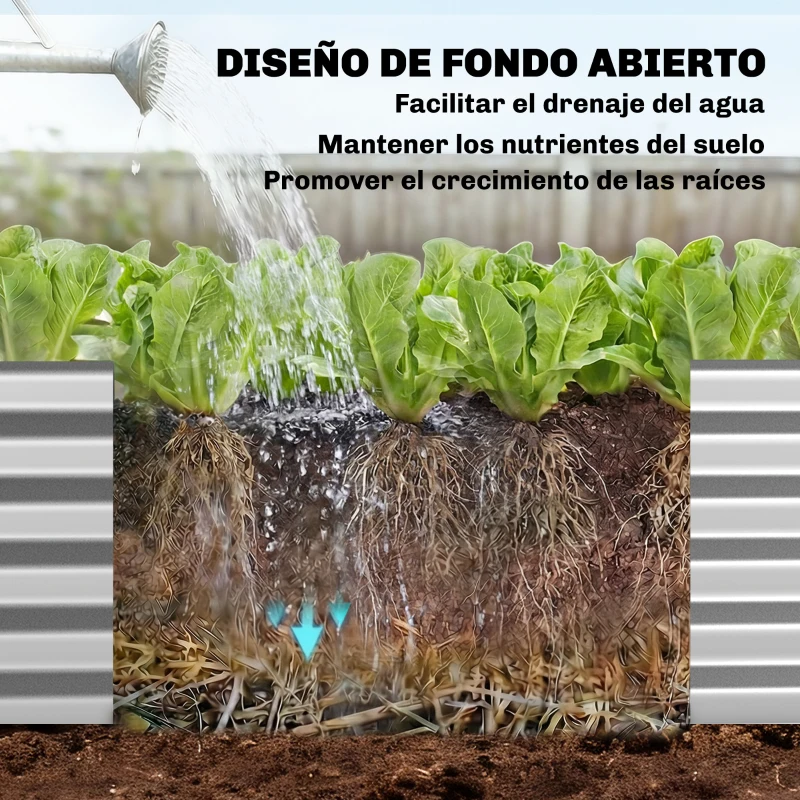 Outsunny Jardinera Exterior Grande conCubierta de Invernadero y Malla Base Abierta para Patio Terraza 200x60x103 cm Plateado