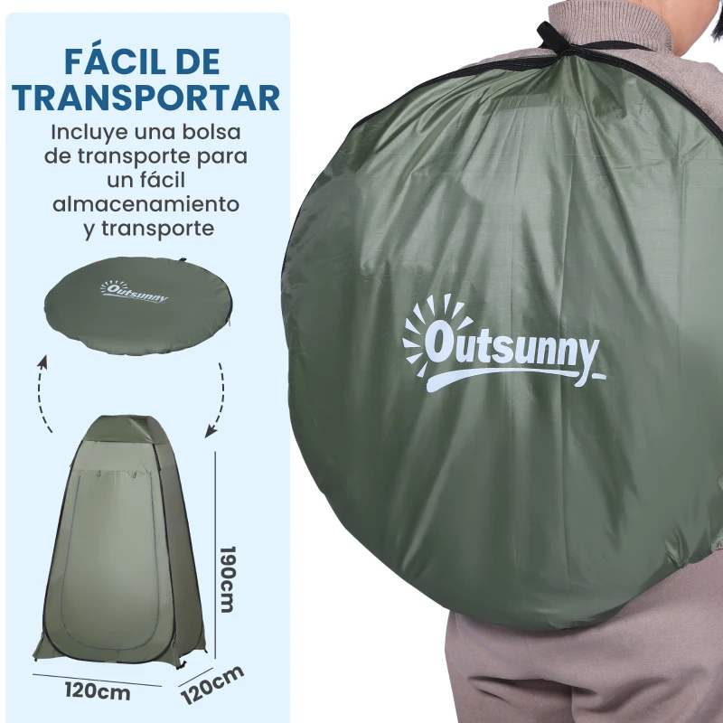 Outsunny Tienda de Ducha Pop-Up Tienda de Privacidad Portátil Tienda Instantánea  con Bolsa de Transporte para Baño Vestuario Cambiador 120x120x190 cm Verde