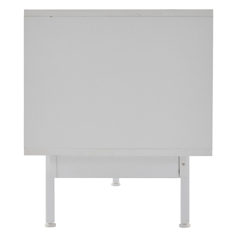 Mobile TV moderno con motivi a righe e ripiani aperti, in truciolato, 200x40x51 cm, Bianco