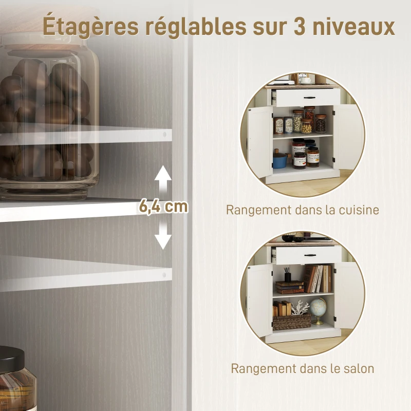 HOMCOM Buffet salon style moderne avec placard à 2 portes, tiroir et étagère réglable, 75,2 x 40 x 91,5 cm, blanc