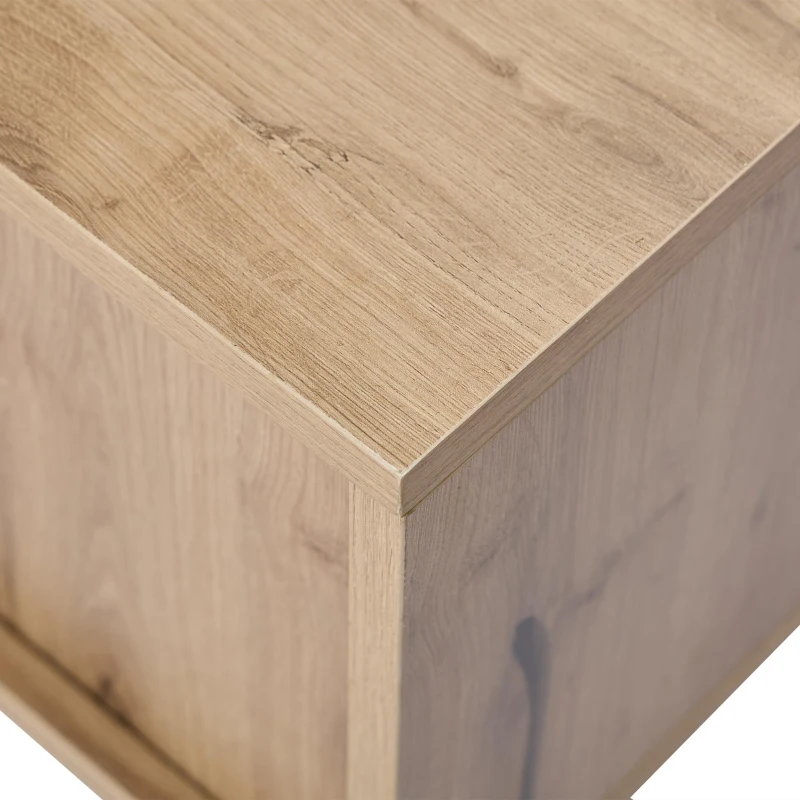 Dulap TV modern, cu iluminare LED și spațiu de depozitare deschis, 190x40x48,5 cm, Negru + Culoare naturală