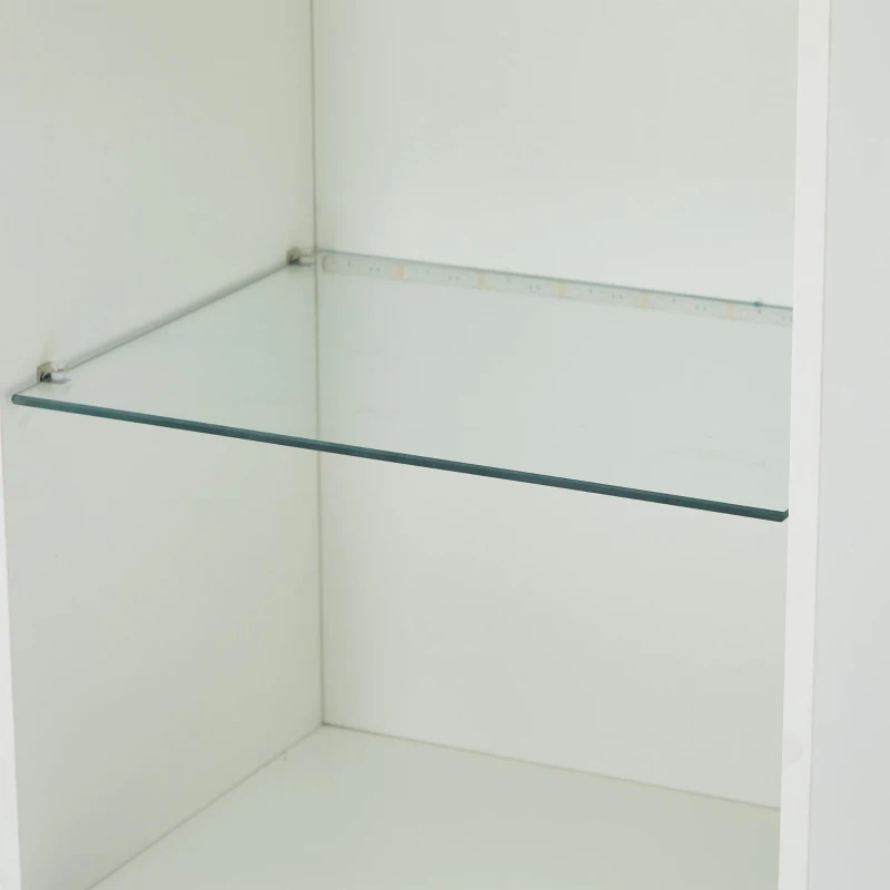 Vetrina per collezione con illuminazione LED e ripiano in vetro, 45x35x160 cm, Bianco