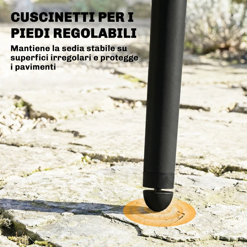 Outsunny Sedie da Pranzo per Esterni Set da 4, Sedie da Giardino con Schienale Fessurato, Nero