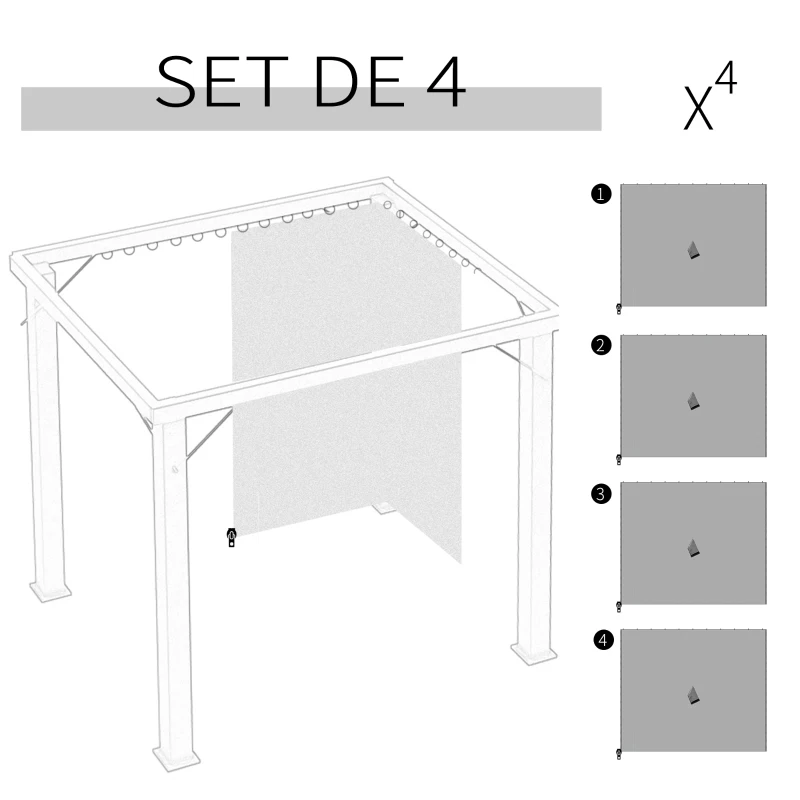 Outsunny 4 parois latérales pour pavillon de jardin tonnelle rigide 300 x 300 cm protéger de la pluie vent soleil gris clair
