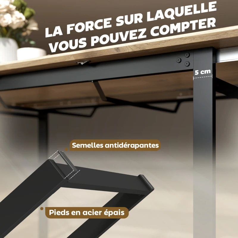 HOMCOM Table à manger extensible rectangle pour 6 à 8 personnes, table de cuisine avec rallonge 140-180 cm, effet bois naturel