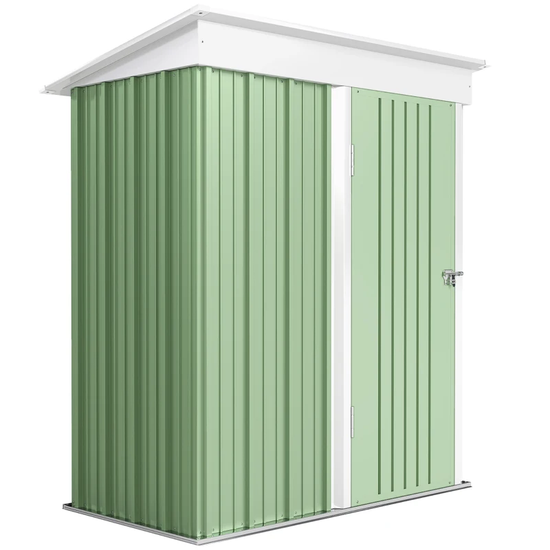 Outsunny Casetta da Giardino Porta Attrezzi in Acciaio con Porta Bloccabile, 161x95x163/181cm, Verde