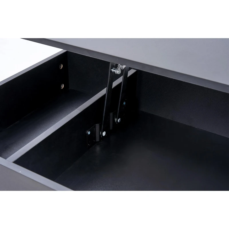 Tavolino da salotto moderno con illuminazione LED e spazio a scomparsa, 100x50x42 cm, Nero